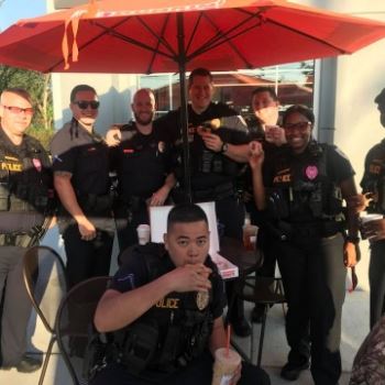 Police at coffeeshop