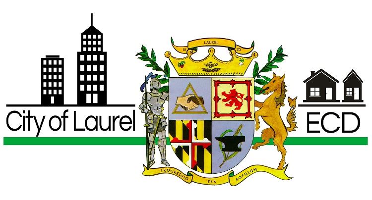 Logo for Laurel's Economic and Community Development Department with a City Scape and Urban Scape
