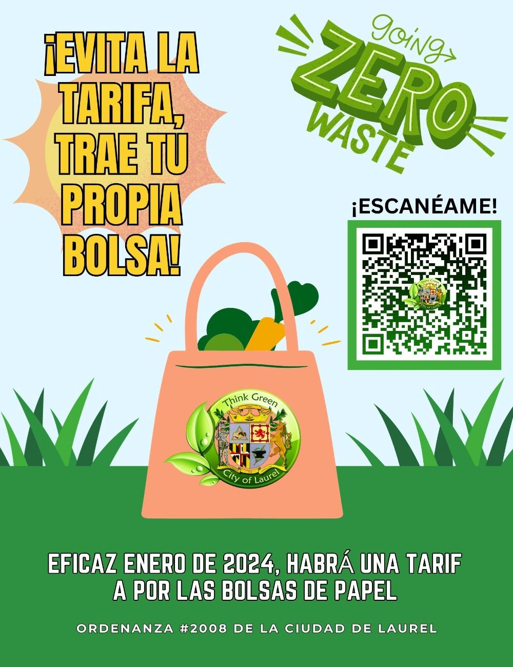 Bag Ordinance No. 2008, Fee for Bags in Spanish