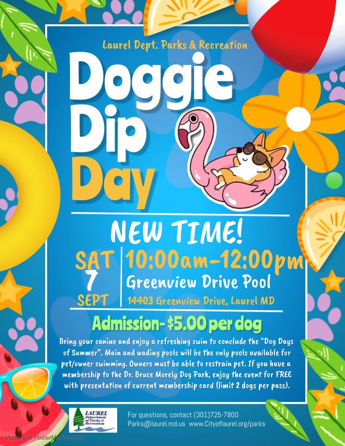 A flyer for Doggie Dip Day.