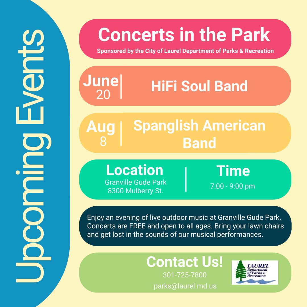 Flyer for Concerts in the Park 2025