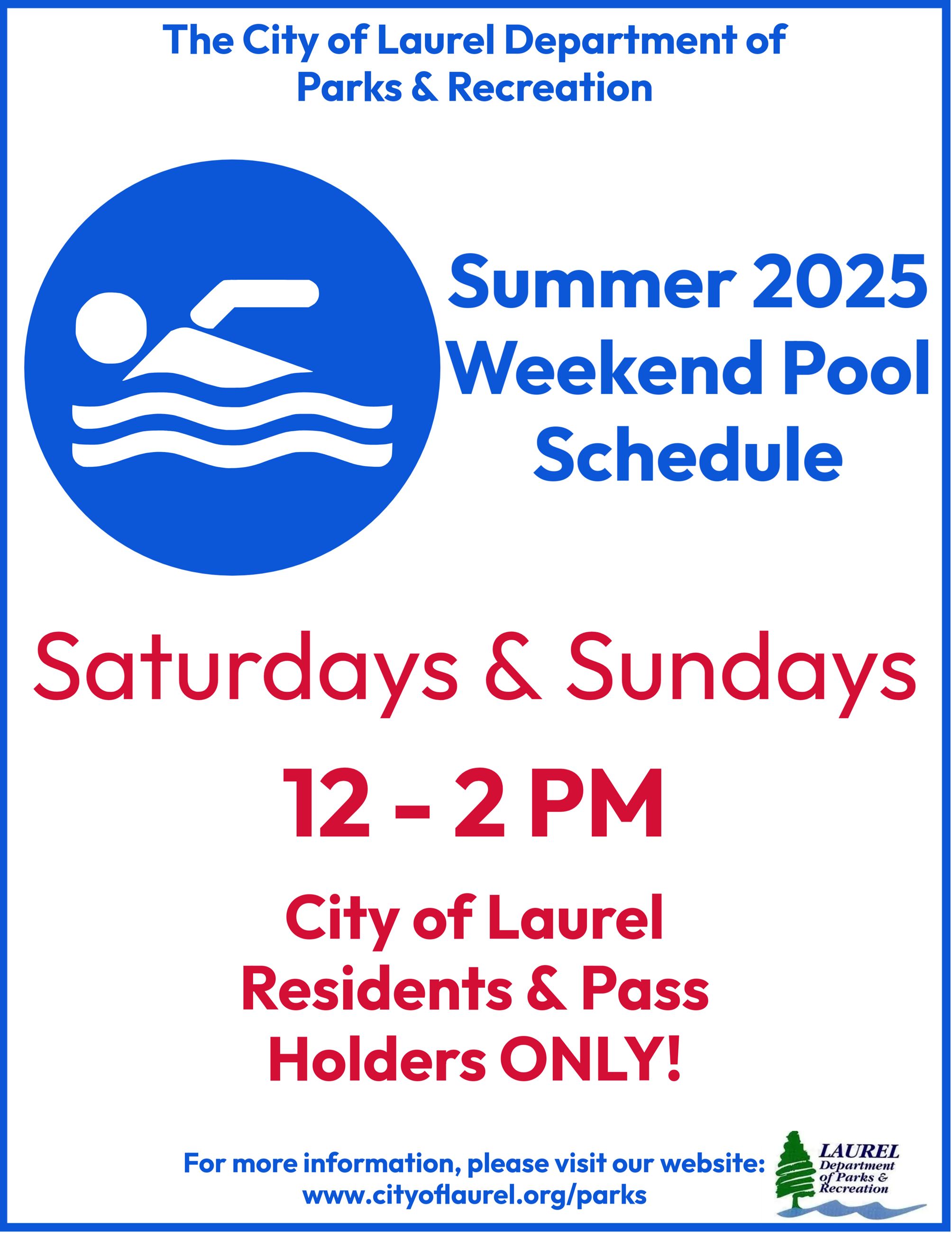 Flyer for new Summer 2025 Weekend Pool Schedule
