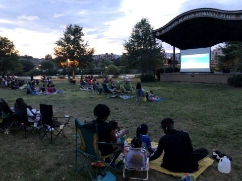 Citizens Attending Movie Night at Granville Gude Park