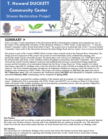 Flyer Giving Details on Stream Restoration Project