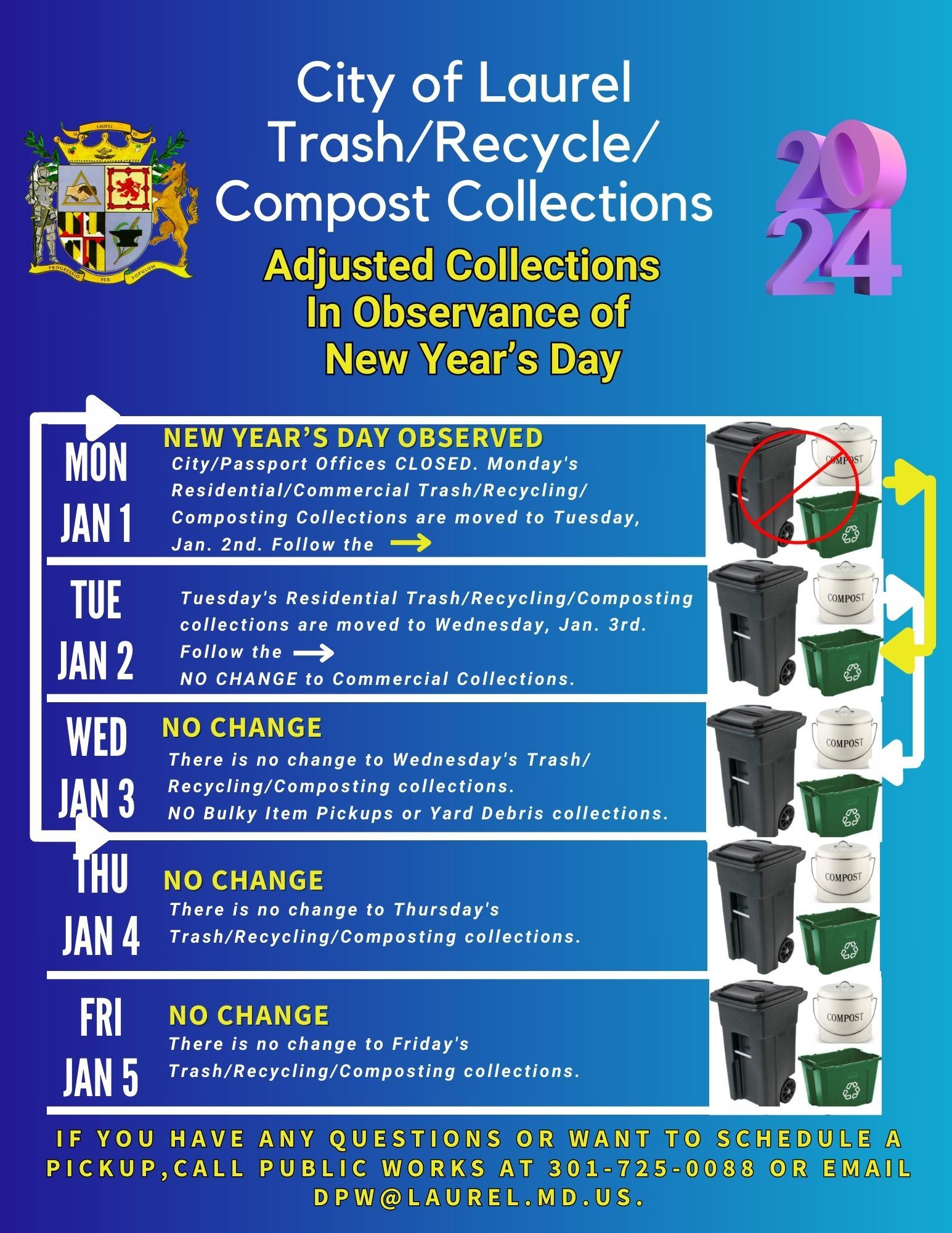 New Year's Holiday Adjust Collection Schedule