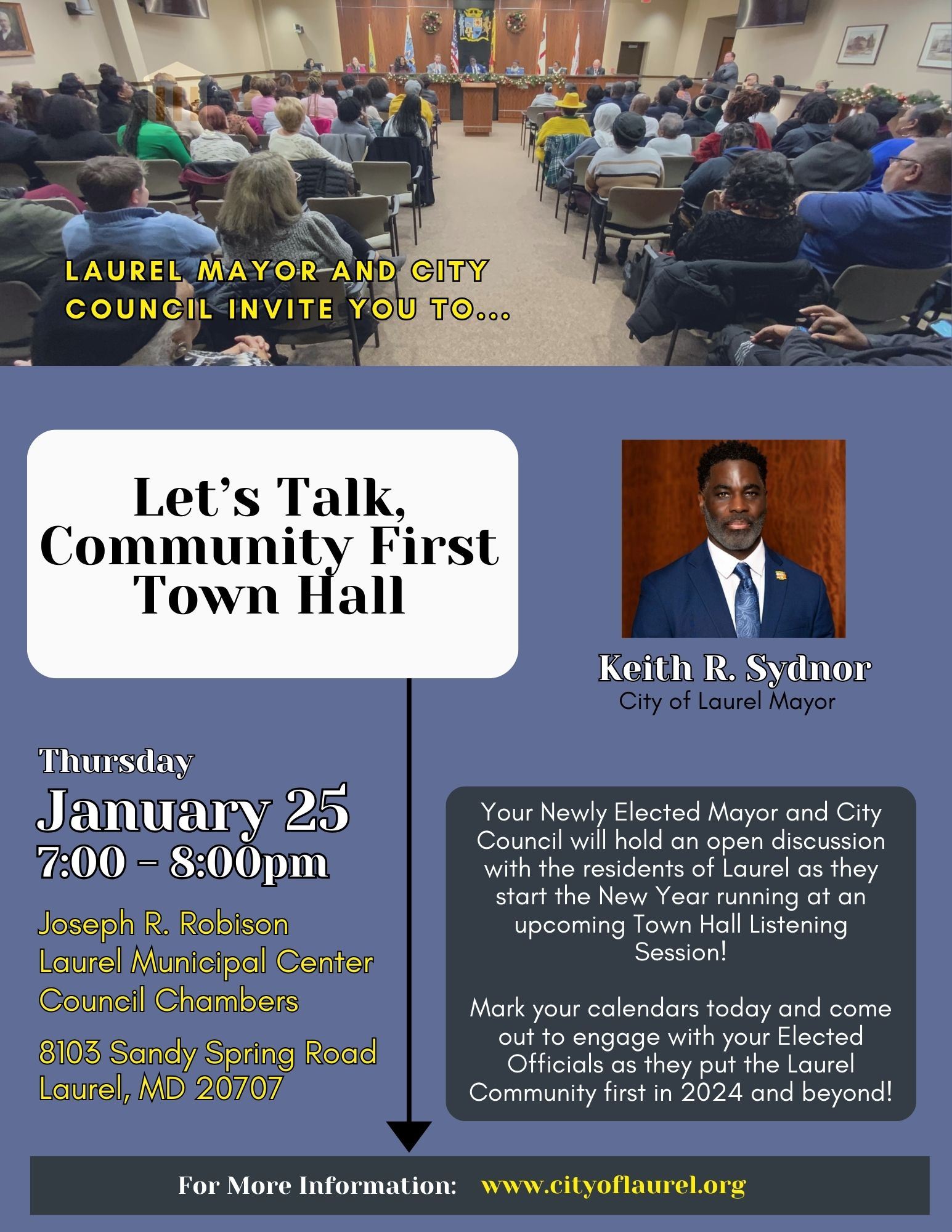Laurel Town Hall Meeting Flyer
