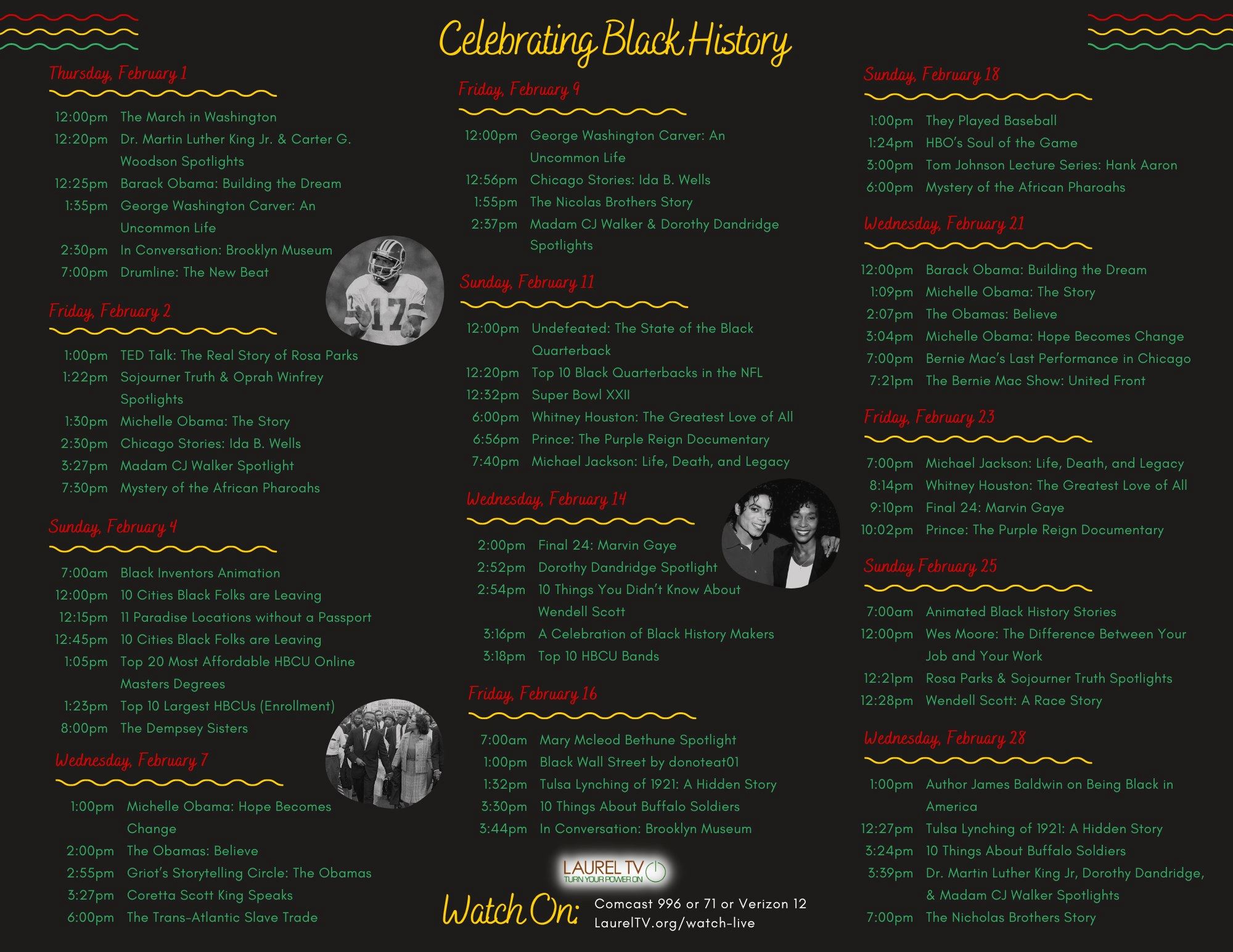 Black History Programming Schedule on Laurel TV